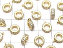 Round with metal Parts Rondelle [6 mm] [7 mm] [8 mm] gold color (with CZ) 1 pc