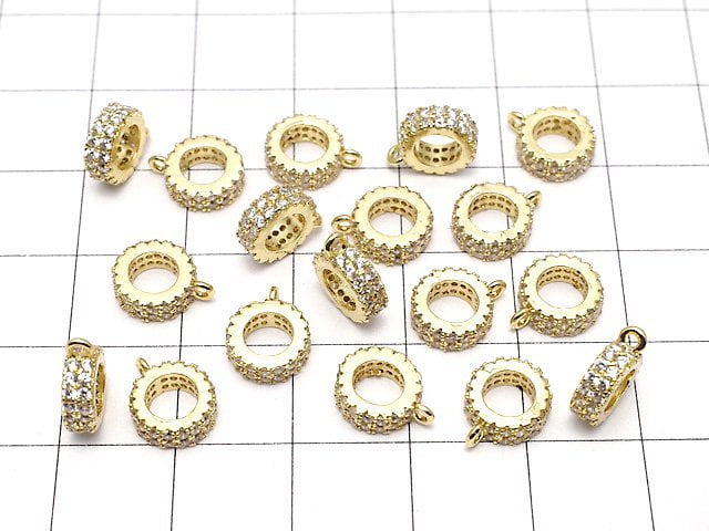 Round with metal Parts Roundel [6 mm] [7 mm] [8 mm] gold color (with CZ) 1 pc