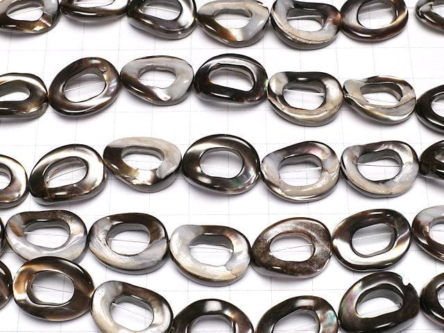 [Video]Mother of Pearl MOP Brown Oval (Donut) 20x15mm 1strand beads (aprx.15inch/36cm)