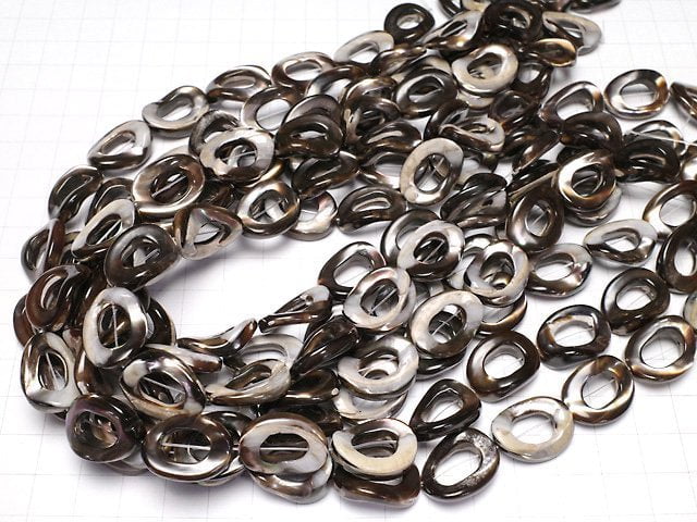 [Video]Mother of Pearl MOP Brown Oval (Donut) 20x15mm 1strand beads (aprx.15inch/36cm)