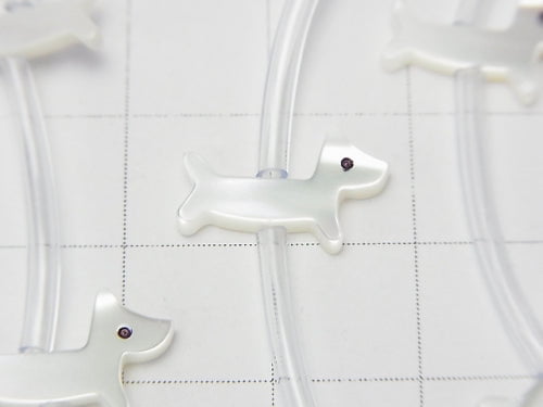High-quality Mother of Pearl MOP AAA White Dachshund (Dog) Shape 13x9mm Half or 1 Strand (Approx. 14 Pieces)