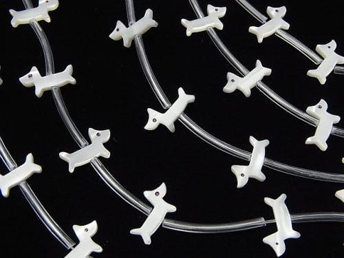 High-quality Mother of Pearl MOP AAA White Dachshund (Dog) Shape 13x9mm Half or 1 Strand (Approx. 14 Pieces)