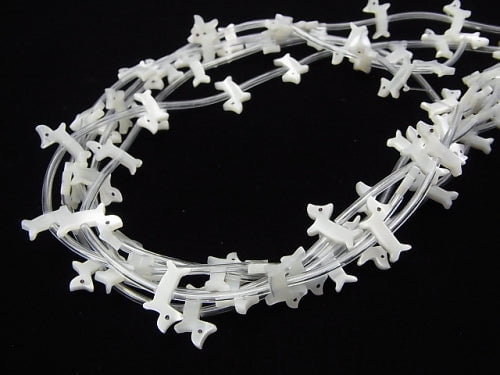 High-quality Mother of Pearl MOP AAA White Dachshund (Dog) Shape 13x9mm Half or 1 Strand (Approx. 14 Pieces)