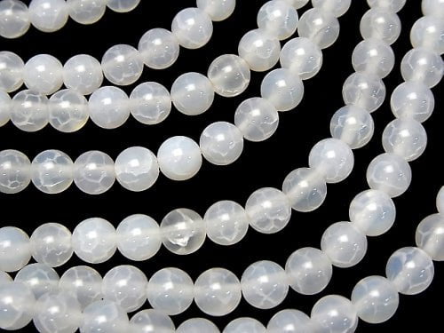 1strand $4.79! Crack entered white Chalcedony Round 6mm 1strand beads (aprx.15inch / 38cm)