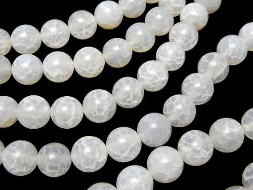 1strand $6.79! Crack inserted white Chalcedony Round 10mm 1strand beads (aprx.15inch / 38cm)