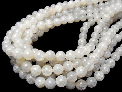 1strand $6.79! Crack inserted white Chalcedony Round 10mm 1strand beads (aprx.15inch / 38cm)