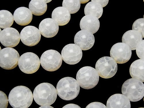 1strand $7.79! Crack entered white Chalcedony Round 12mm 1strand beads (aprx.15inch / 38cm)