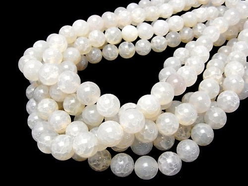 1strand $7.79! Crack entered white Chalcedony Round 12mm 1strand beads (aprx.15inch / 38cm)