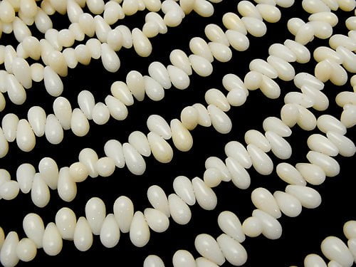 White Coral Drop (Smooth) 7x4x4mm 1strand beads (aprx.15inch/38cm)