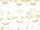 Mother of Pearl MOP White Cross 15x15x3mm half or 1strand beads (aprx.15inch / 37cm)
