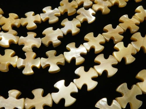1strand $8.79! Mother of Pearl MOP Cross 15x15x3mm Beige 1strand beads (aprx.15inch / 37cm)