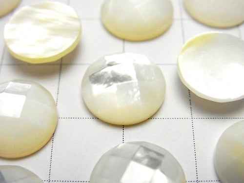 High Quality White Shell (Silver-lip Oyster) AAA Round Faceted Cabochon 12x12x4mm 4pcs $5.79!