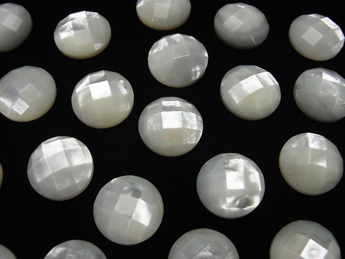 High Quality White Shell (Silver-lip Oyster) AAA Round Faceted Cabochon 12x12x4mm 4pcs $5.79!