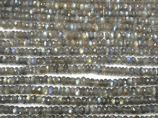 [Video]High Quality Labradorite AAA Faceted Button Rondelle  half or 1strand beads (aprx.13inch/33cm)