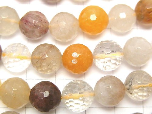 [Video] Multicolor Rutilated Quartz AA 128 Faceted Round 10 mm half or 1 strand beads (aprx.15 inch / 38 cm)