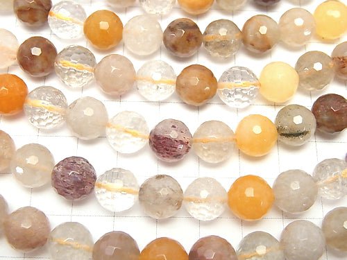 [Video] Multicolor Rutilated Quartz AA 128 Faceted Round 10 mm half or 1 strand beads (aprx.15 inch / 38 cm)