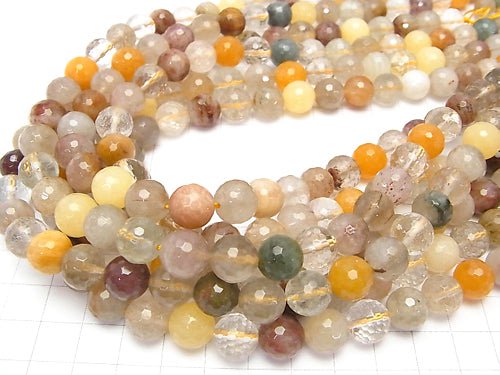 [Video] Multicolor Rutilated Quartz AA 128 Faceted Round 10 mm half or 1 strand beads (aprx.15 inch / 38 cm)