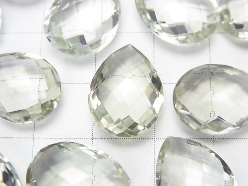 High Quality Green Amethyst AAA Undrilled Faceted Pear Shape 16 x 12 x 6 mm 3 pcs