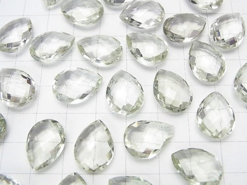 High Quality Green Amethyst AAA Undrilled Faceted Pear Shape 16 x 12 x 6 mm 3 pcs