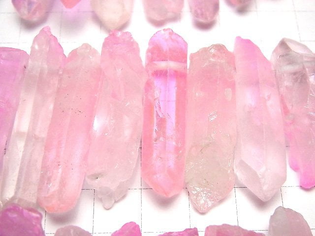 [Video]Crystal Natural Point Cut Metallic Coating Pink 1strand beads (aprx.15inch/38cm)