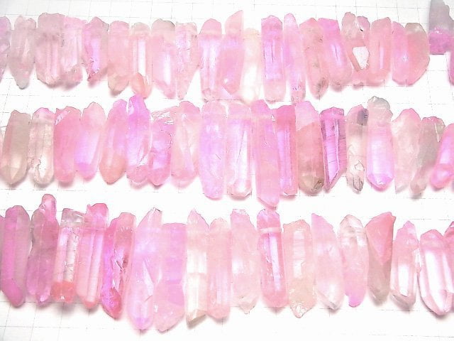 [Video]Crystal Natural Point Cut Metallic Coating Pink 1strand beads (aprx.15inch/38cm)