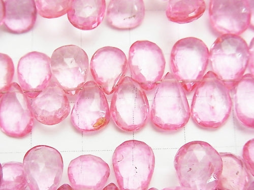 [Video] High Quality Pink Topaz AAA - AAA - Pear shape Faceted Briolette half or 1strand beads (aprx.7inch / 18 cm)