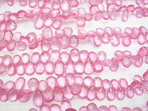 [Video] High Quality Pink Topaz AAA - AAA - Pear shape Faceted Briolette half or 1strand beads (aprx.7inch / 18 cm)