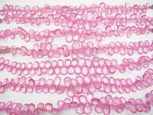 [Video] High Quality Pink Topaz AAA - AAA - Pear shape Faceted Briolette half or 1strand beads (aprx.7inch / 18 cm)