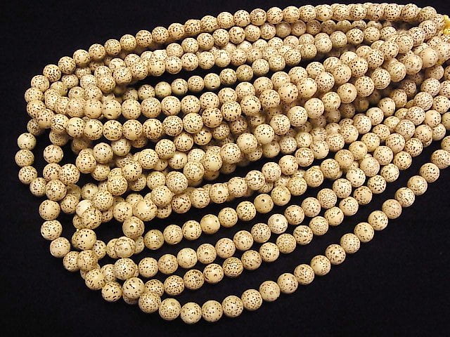 [Video] Linden (Bodhi tree) seed beads Round (Semi Round) 8mm 1strand beads (aprx.14inch / 34cm)