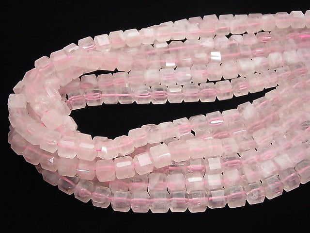 Rose Quartz AA++ Cube Shape 8x8x8mm half or 1strand beads (aprx.15inch/38cm)