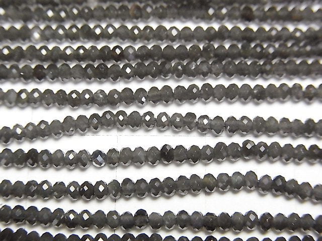 [Video]High Quality! Black Obsidian AAA Faceted Button Roundel 2x2x1.5mm 1strand beads (aprx.15inch/37cm)