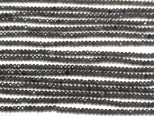 [Video]High Quality! Black Obsidian AAA Faceted Button Rondelle 2x2x1.5mm 1strand beads (aprx.15inch/37cm)