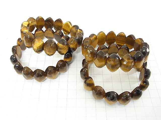 1strand $13.99! Yellow Tiger's Eye AAA - 2 holes Faceted Marquise 19 x 13 x 8 1 strand (Bracelet)