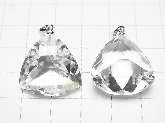 [影片]高品質！水晶 AAA 三角形切割墜飾 21x21x14mm 925銀