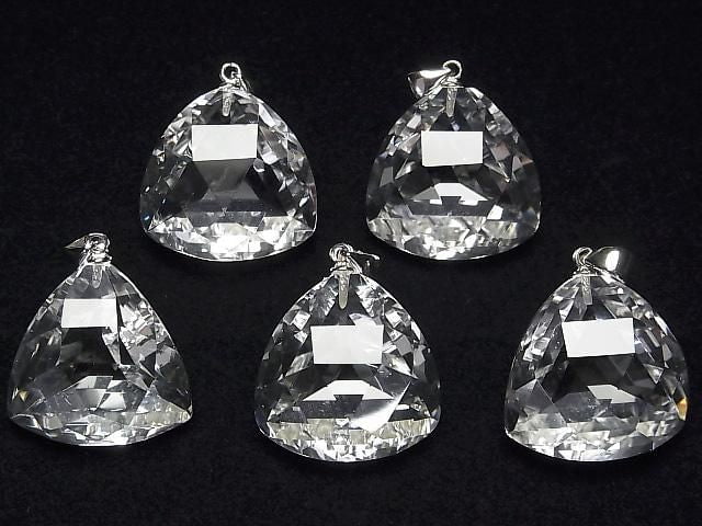 [影片]高品質！水晶 AAA 三角形切割墜飾 21x21x14mm 925銀