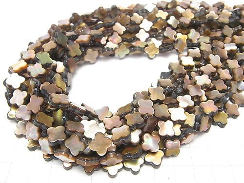High quality brown Shell AAA flower motif 10x10x3mm 1/4 or 1strand beads (aprx.15inch/38cm)