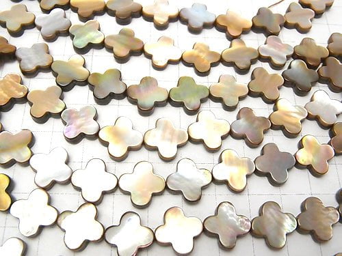 [Video] Brown Shell AAA Flower motif 13x13x3mm 1/4 or 1strand beads (aprx.15inch / 38cm)