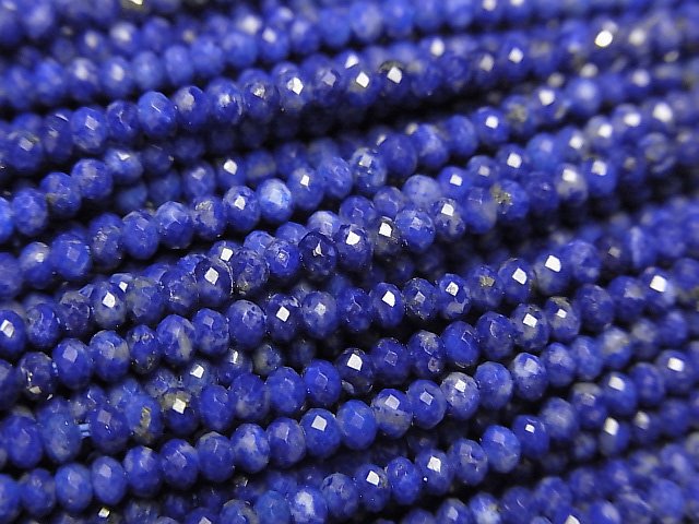 [Video] High Quality! Lapislazuli AAA- Faceted Button Roundel 2.5x2.5x1.5mm 1strand beads (aprx.15inch/38cm)