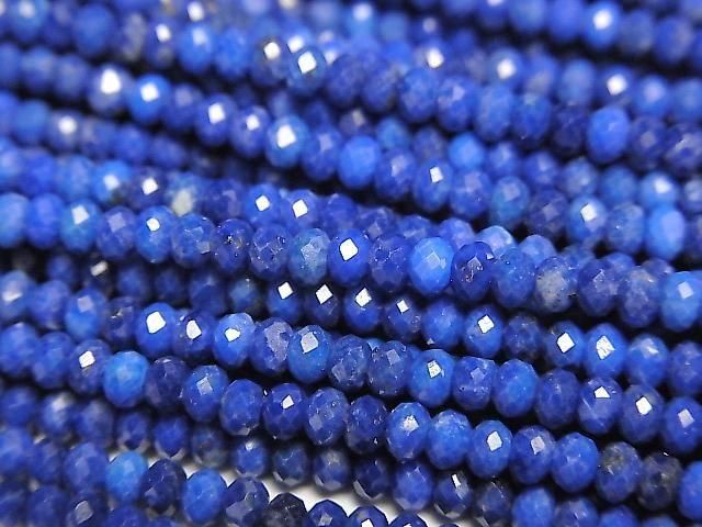 [Video] High Quality! Lapislazuli AAA- Faceted Button Rondelle 2.5x2.5x1.5mm 1strand beads (aprx.15inch/37cm)