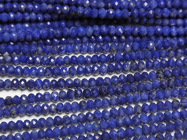 [Video] High Quality! Lapislazuli AAA- Faceted Button Roundel 2.5x2.5x1.5mm 1strand beads (aprx.15inch/38cm)