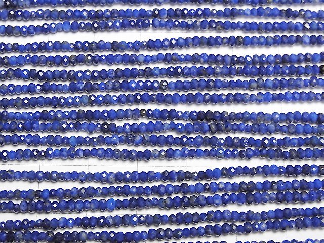[Video] High Quality! Lapislazuli AAA- Faceted Button Roundel 2x2x1.5mm 1strand beads (aprx.15inch/38cm)