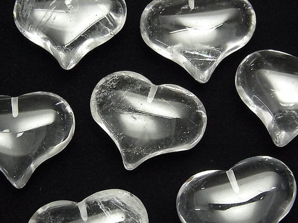 Crystal Quartz, Heart Gemstone Beads