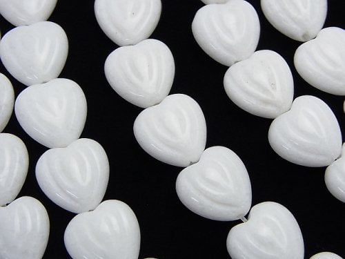 Carving, Heart, White Jade Gemstone Beads