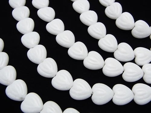 White Jade Vertical Hole Heart Carving 12 x 12 x 6 mm half or 1 strand beads (aprx.15 inch / 38 cm)