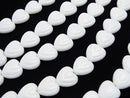 White Jade Vertical Hole Heart Carving 14 x 14 x 6 mm half or 1 strand beads (aprx.15 inch / 38 cm)