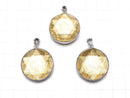 Meteorite (Muonionalusta) Pendant Both Side Finish 27 mm Yellow Gold Color  Silver 925