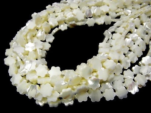 1strand $6.79! Mother of Pearl MOP White Flower 10x9x3mm 1strand beads (aprx.15inch/38cm)