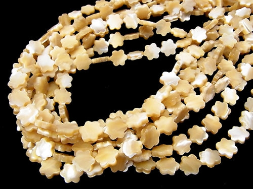 1strand $5.79! Mother of Pearl MOP Flower 10x9x3mm Beige 1strand beads (aprx.15inch / 36cm)