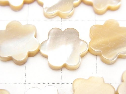 1strand $6.79! Mother of Pearl MOP Flower 13x12x3mm Beige 1strand beads (aprx.15inch / 36cm)