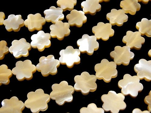 1strand $6.79! Mother of Pearl MOP Flower 13x12x3mm Beige 1strand beads (aprx.15inch / 36cm)